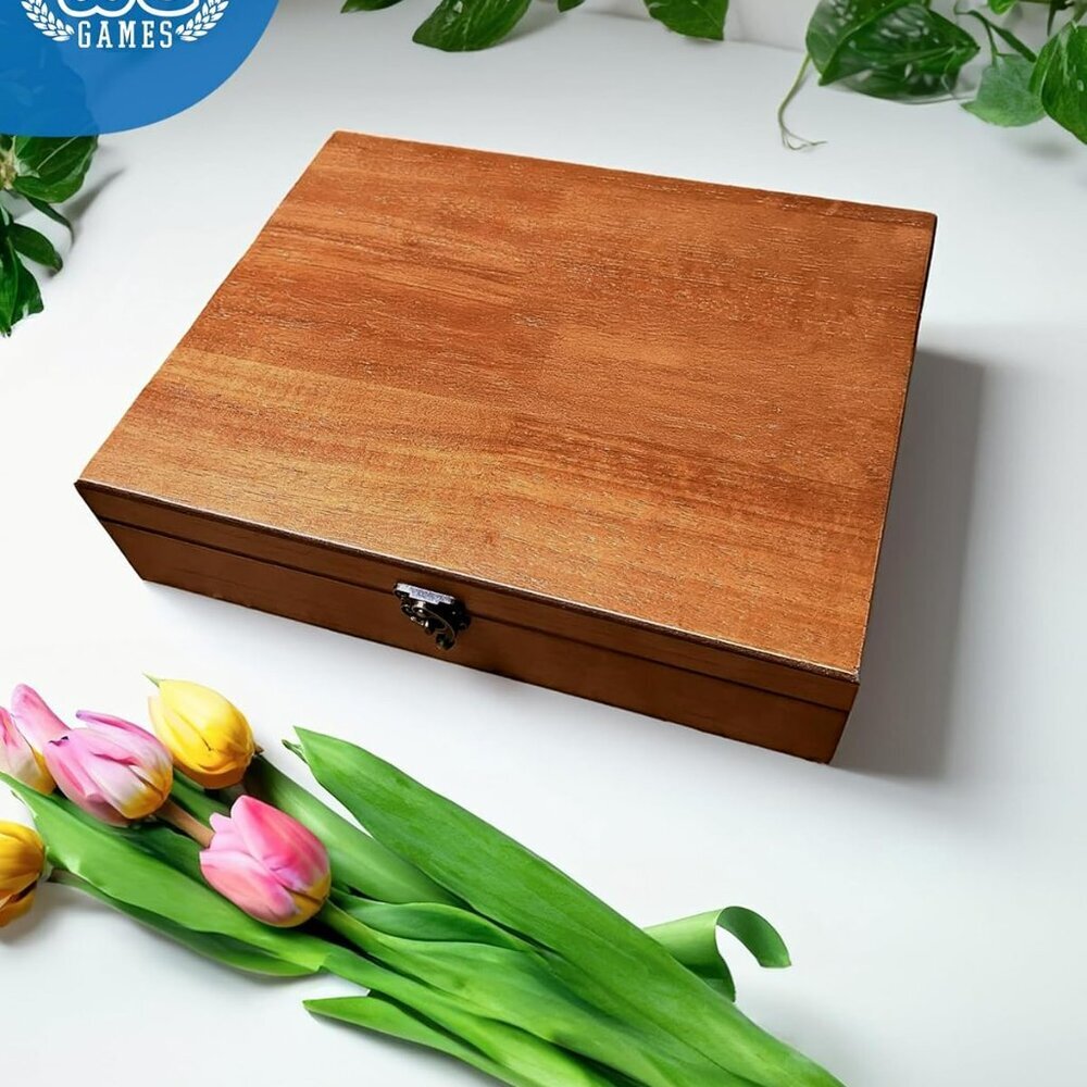 Old World Wooden Box with Brass Latch – Vintage-Style Wooden Keepsake Box for Je - Picture 2 of 10